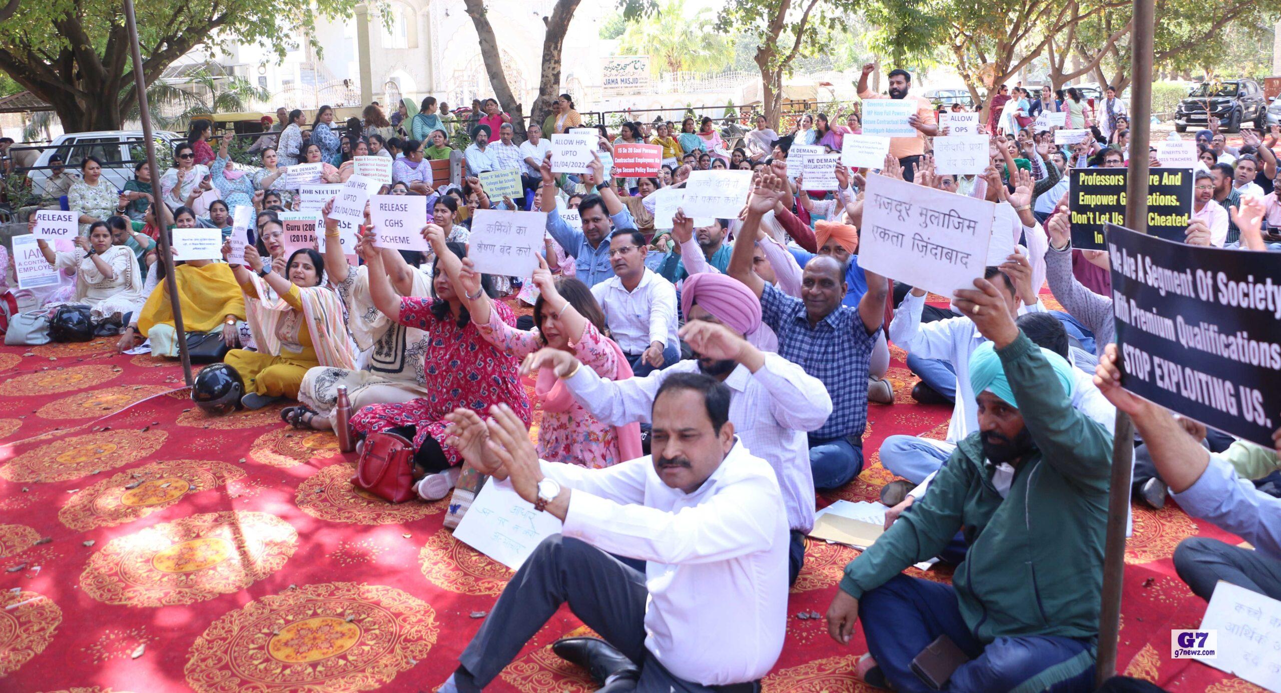 

These teachers demand that guest/contract teachers working for the last 14 to 24 years be regularized in their existing posts or given job security. Additionally, regular posts should be created under the Sarva Shiksha Abhiyan, CRC and URC teachers should be granted TGT scale, release pending DA of Guest/Contract and SSA Teachers,STT teachers’ salaries should be increased, vice principal posts should be created, Casual leave of regular Teachers should be increased , benefits of MACP , and counselors should receive salaries during vacations, among other demands presented in a memorandum.

Savinder Singh, Chairman of the Joint Action Committee of Teachers, demanded timely promotions for all categories of regular teachers, immediate DPC for principals, issuance of health cards as per central regulations, creation of Posts of Vice Principal in all Government schools, increase the number of C- leaves for regular teachers and restoration of previous half-pay/medical leave policies. He further added  that delegation of JAC will meet the higher authorities of education department and Member Parliament of Chandigarh for early solution of demands of teachers. If Education department fails to give positive response to the genuine demands of teachers,JAC will start strong agitation.

To support these demands, several union representatives from Chandigarh participated in the convention under the banner of the Joint Action Committee of Teachers and endorsed the teachers' demands.