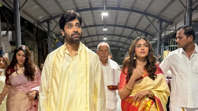Mrunal Thakur, Adivi Sesh offer prayers at Tirupati Balaji temple ahead of Dacoit release